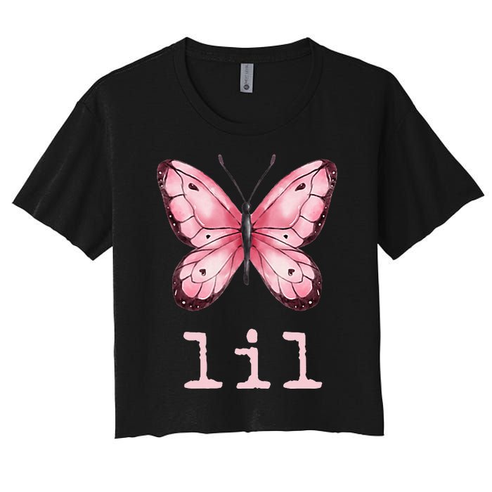 Little Butterfly Sorority Reveal Big Little for Lil Sister Women's Crop Top Tee