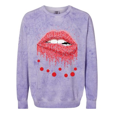 Lip Bite Sexy Balls Christmas Decorations Cool Xgiftmas Funny Gift Colorblast Crewneck Sweatshirt