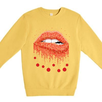 Lip Bite Sexy Balls Christmas Decorations Cool Xgiftmas Funny Gift Premium Crewneck Sweatshirt