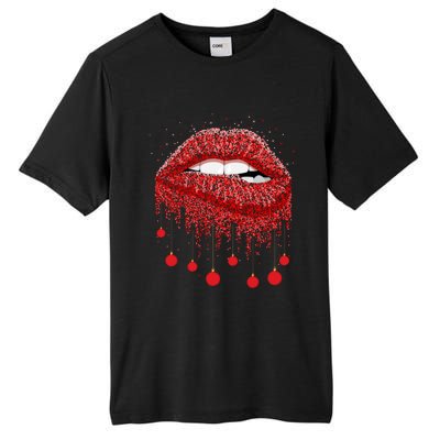 Lip Bite Sexy Balls Christmas Decorations Cool Xgiftmas Funny Gift Tall Fusion ChromaSoft Performance T-Shirt