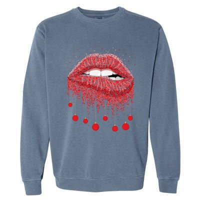 Lip Bite Sexy Balls Christmas Decorations Cool Xgiftmas Funny Gift Garment-Dyed Sweatshirt