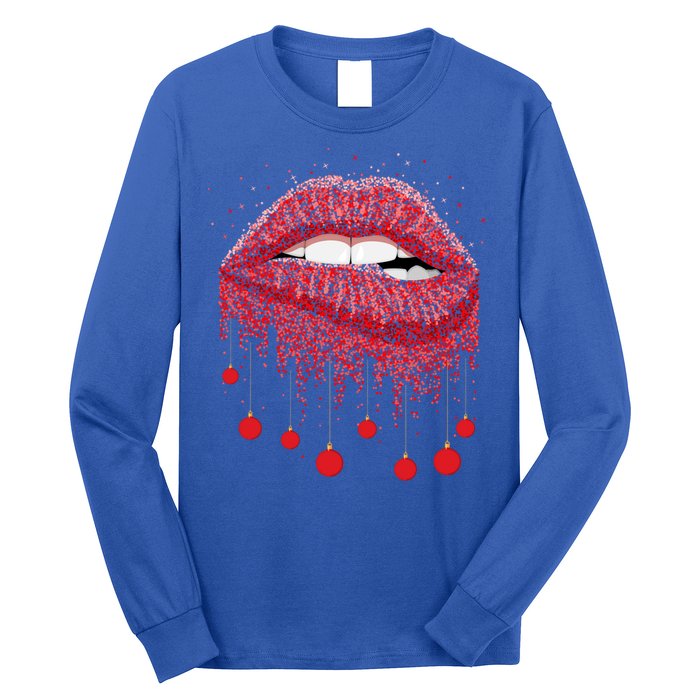 Lip Bite Sexy Balls Christmas Decorations Cool Xgiftmas Funny Gift Long Sleeve Shirt