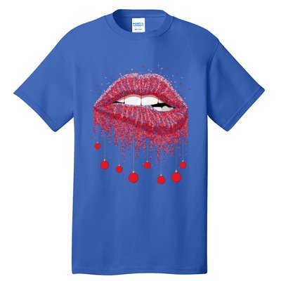 Lip Bite Sexy Balls Christmas Decorations Cool Xgiftmas Funny Gift Tall T-Shirt