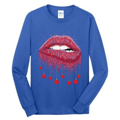 Lip Bite Sexy Balls Christmas Decorations Cool Xgiftmas Funny Gift Tall Long Sleeve T-Shirt