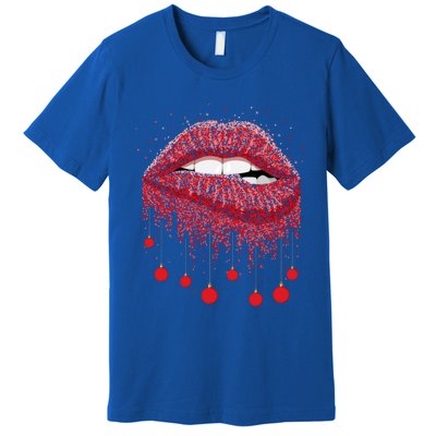 Lip Bite Sexy Balls Christmas Decorations Cool Xgiftmas Funny Gift Premium T-Shirt