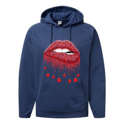 Lip Bite Sexy Balls Christmas Decorations Cool Xgiftmas Funny Gift Performance Fleece Hoodie