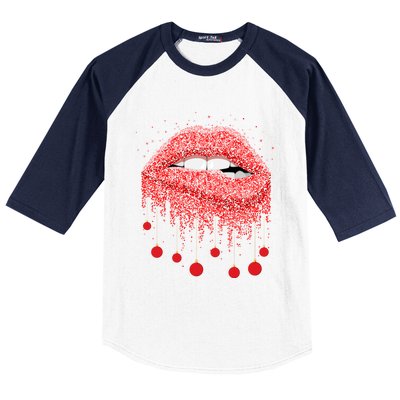 Lip Bite Sexy Balls Christmas Decorations Cool Xgiftmas Funny Gift Baseball Sleeve Shirt