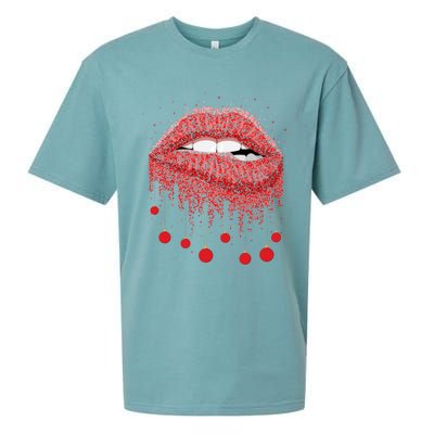 Lip Bite Sexy Balls Christmas Decorations Cool Xgiftmas Funny Gift Sueded Cloud Jersey T-Shirt