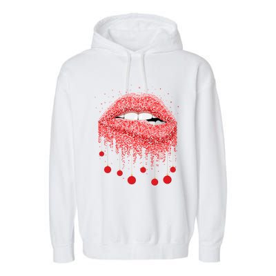 Lip Bite Sexy Balls Christmas Decorations Cool Xgiftmas Funny Gift Garment-Dyed Fleece Hoodie