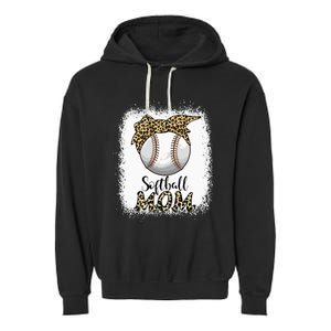 Leopard Baseball Softball Mom Lover Mother's Day Garment-Dyed Fleece Hoodie