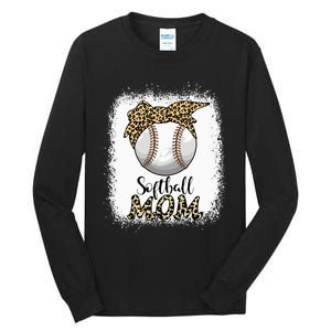 Leopard Baseball Softball Mom Lover Mother's Day Tall Long Sleeve T-Shirt