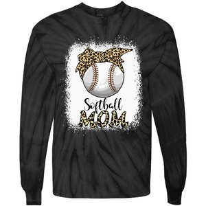 Leopard Baseball Softball Mom Lover Mother's Day Tie-Dye Long Sleeve Shirt