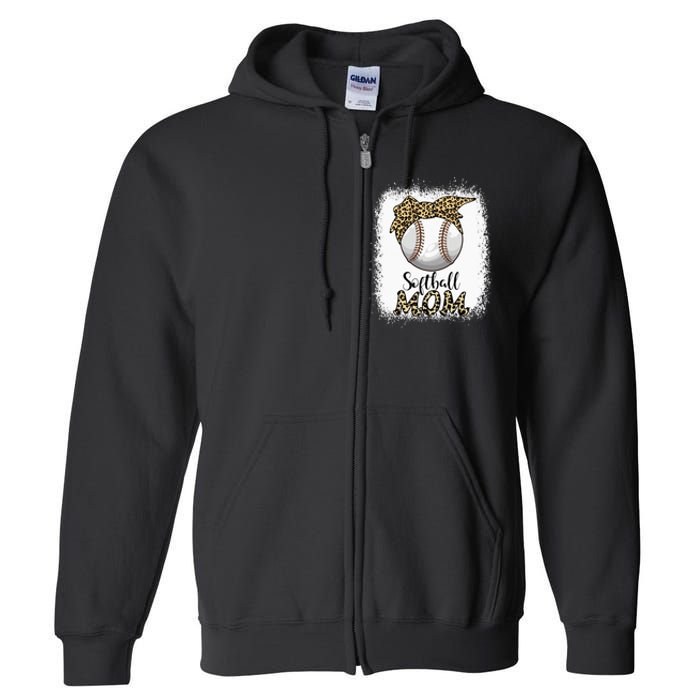 Leopard Baseball Softball Mom Lover Mother's Day Full Zip Hoodie