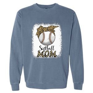 Leopard Baseball Softball Mom Lover Mother's Day Garment-Dyed Sweatshirt