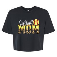 Leopard Baseball Softball Mom Life Game Day Mama Mothers Bella+Canvas Jersey Crop Tee