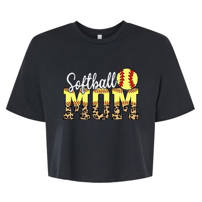 Leopard Baseball Softball Mom Life Game Day Mama Mothers Bella+Canvas Jersey Crop Tee