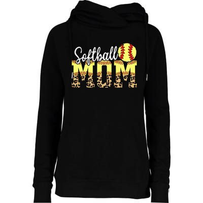 Leopard Baseball Softball Mom Life Game Day Mama Mothers Womens Funnel Neck Pullover Hood