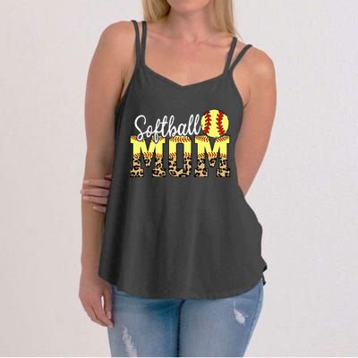 Leopard Baseball Softball Mom Life Game Day Mama Mothers Women's Strappy Tank