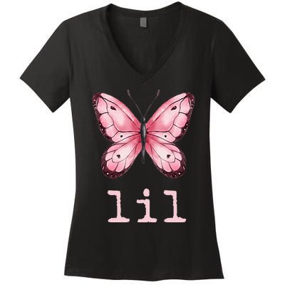 Little Butterfly Sorority Reveal Big Little for Lil Sister Women's V-Neck T-Shirt