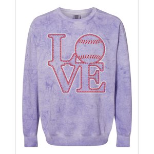 Love Baseball Stitch Letters Baseball Fan Colorblast Crewneck Sweatshirt