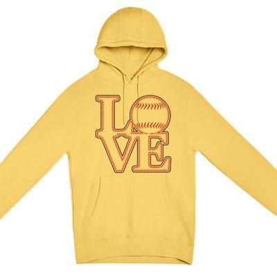 Love Baseball Stitch Letters Baseball Fan Premium Pullover Hoodie