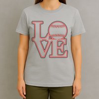 Love Baseball Stitch Letters Baseball Fan T-Shirt