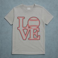 Love Baseball Stitch Letters Baseball Fan T-Shirt