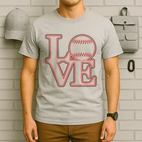 Love Baseball Stitch Letters Baseball Fan T-Shirt