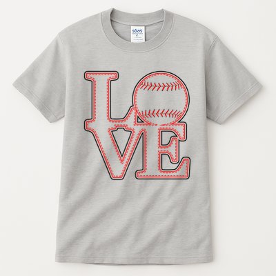 Love Baseball Stitch Letters Baseball Fan Tall T-Shirt