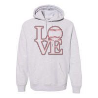 Love Baseball Stitch Letters Baseball Fan Premium Hoodie