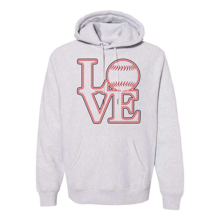 Love Baseball Stitch Letters Baseball Fan Premium Hoodie