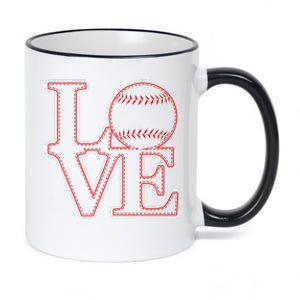 Love Baseball Stitch Letters Baseball Fan 11oz Black Color Changing Mug