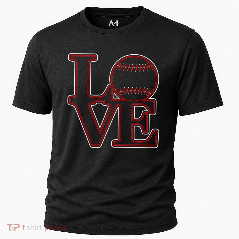 Love Baseball Stitch Letters Baseball Fan Performance Shirt