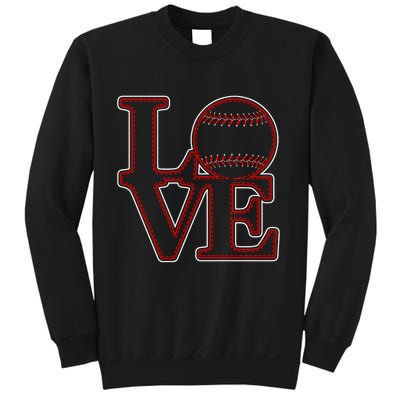 Love Baseball Stitch Letters Baseball Fan Sweatshirt