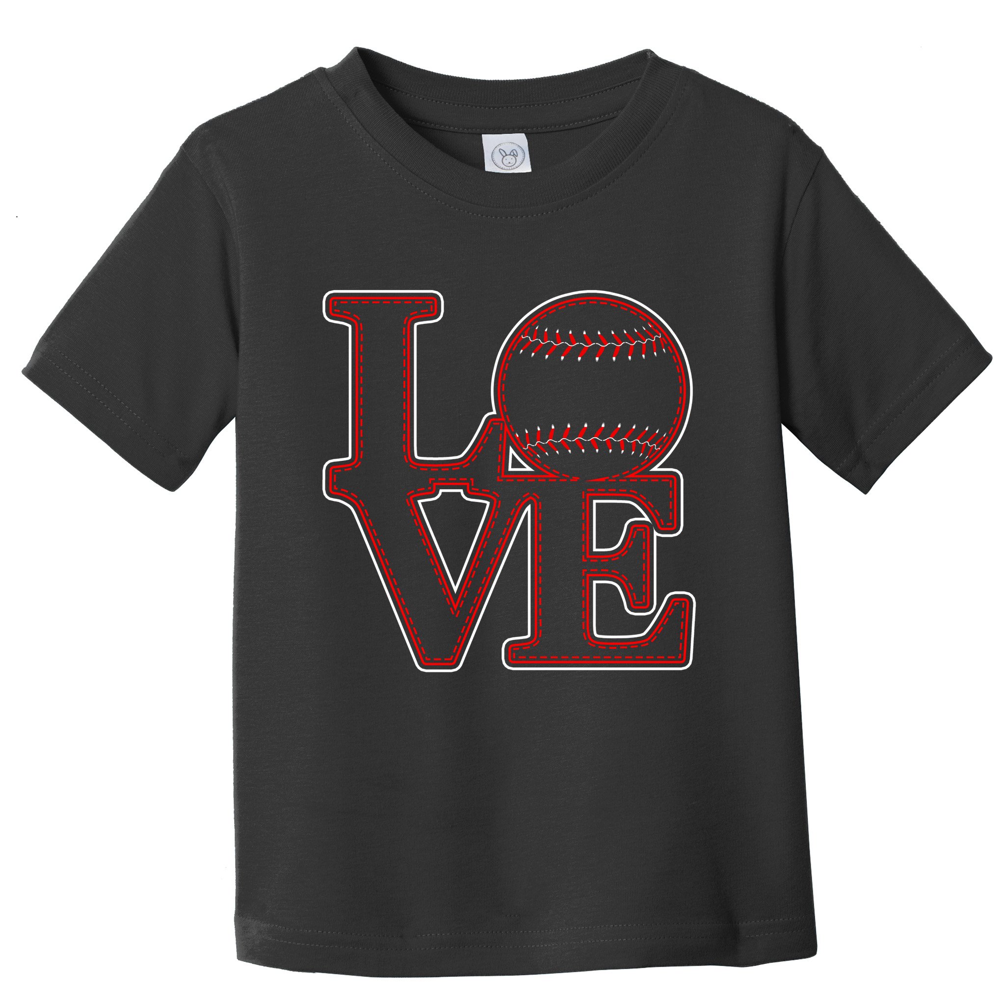 Love Baseball Stitch Letters Baseball Fan Toddler T-Shirt