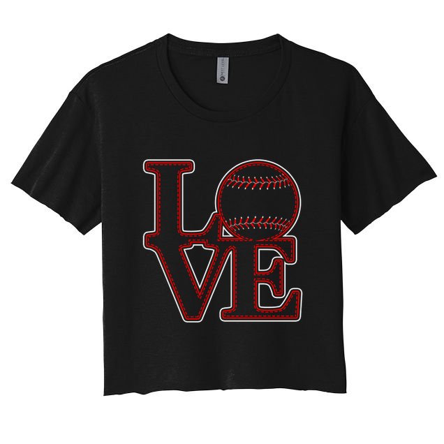 Love Baseball Stitch Letters Baseball Fan Crop Top