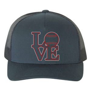 Love Baseball Stitch Letters Baseball Fan Yupoong Adult 5-Panel Trucker Hat