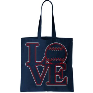 Love Baseball Stitch Letters Baseball Fan Tote Bag