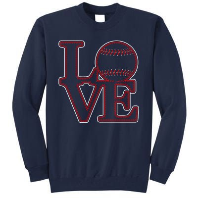 Love Baseball Stitch Letters Baseball Fan Tall Sweatshirt