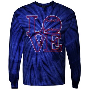 Love Baseball Stitch Letters Baseball Fan Tie-Dye Long Sleeve Shirt