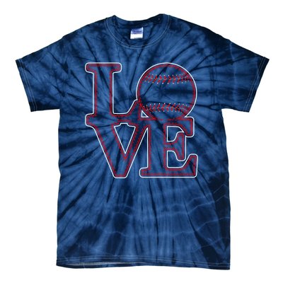 Love Baseball Stitch Letters Baseball Fan Tie-Dye T-Shirt