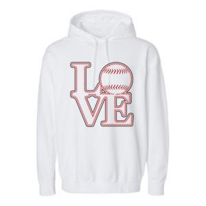 Love Baseball Stitch Letters Baseball Fan Garment-Dyed Fleece Hoodie