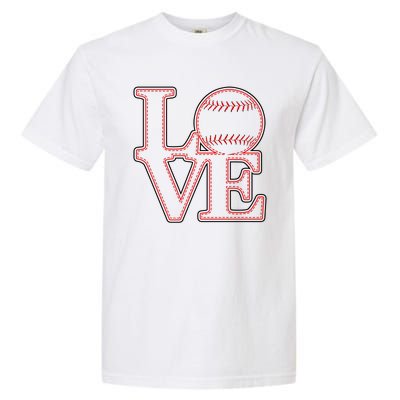 Love Baseball Stitch Letters Baseball Fan Garment-Dyed Heavyweight T-Shirt