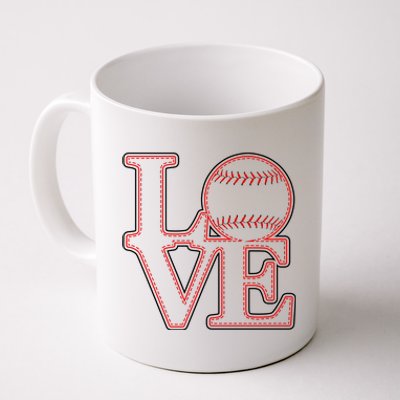 Love Baseball Stitch Letters Baseball Fan Coffee Mug