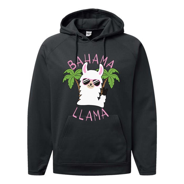 Llama Bahamas Souvenir Travel Vacation Bahamian Flag Nassau Performance Fleece Hoodie