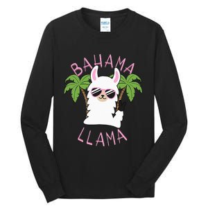 Llama Bahamas Souvenir Travel Vacation Bahamian Flag Nassau Tall Long Sleeve T-Shirt