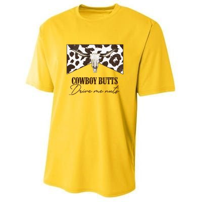 Leopard Bull Skull Western Cowboy Butts Drive Me Nuts Youth Performance Sprint T-Shirt