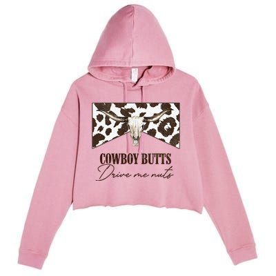 Leopard Bull Skull Western Cowboy Butts Drive Me Nuts Crop Fleece Hoodie