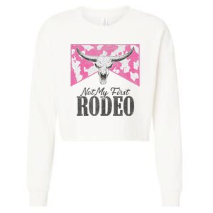 Leopard Bull Skull Western Life Country Not My First Rodeo Cropped Pullover Crew