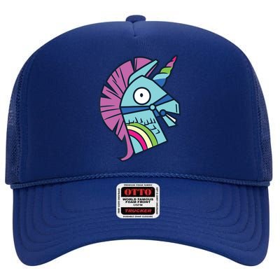 Llama Bash Smile High Crown Mesh Back Trucker Hat